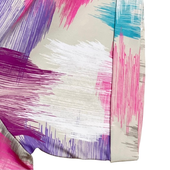 Zink London Multicolor Abstract Crop V-Neck Button-Up Blouse Women’s Size XS - Picture 6 of 10